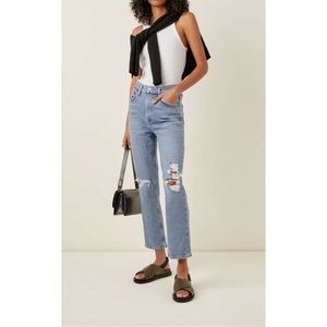 AGOLDE Wilder Straight Leg Light Wash 27 Distressed High Rise Ankle 26" Inseam